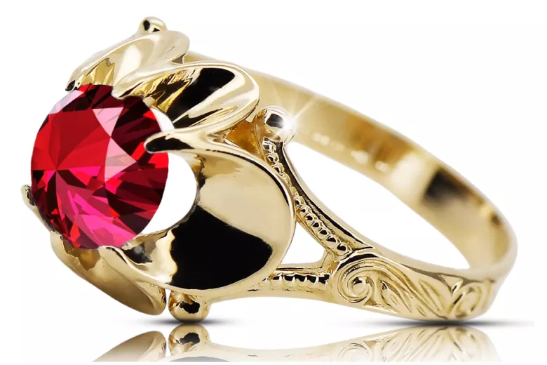 14 Karat Gelbgold Rubinrot Ring Vintage Stil vrc377y